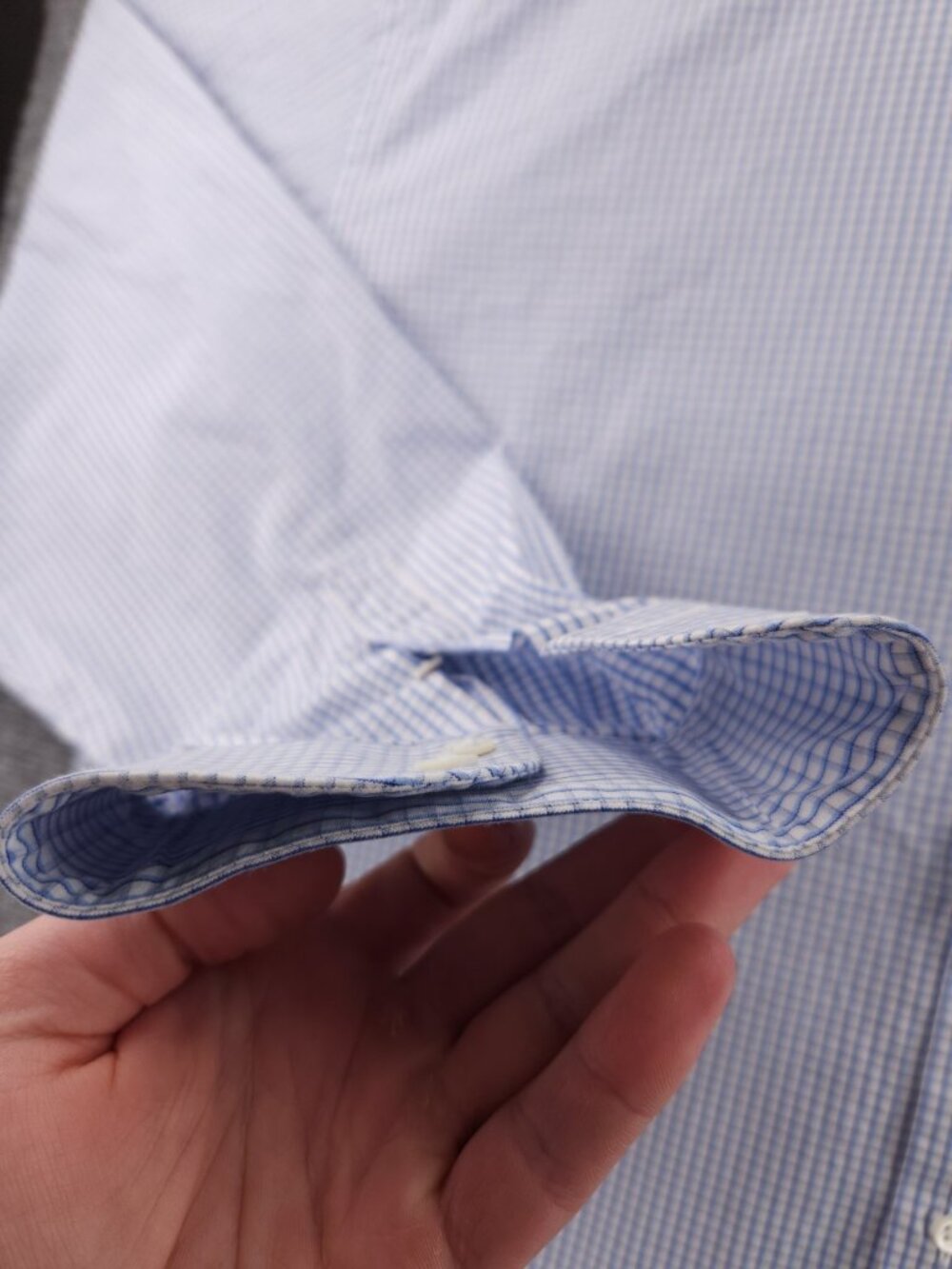 Armani Collezioni Check 18 Cotton Blue Mens Pocket Button Up Elegant Long Sleeve - Picture 5 of 16